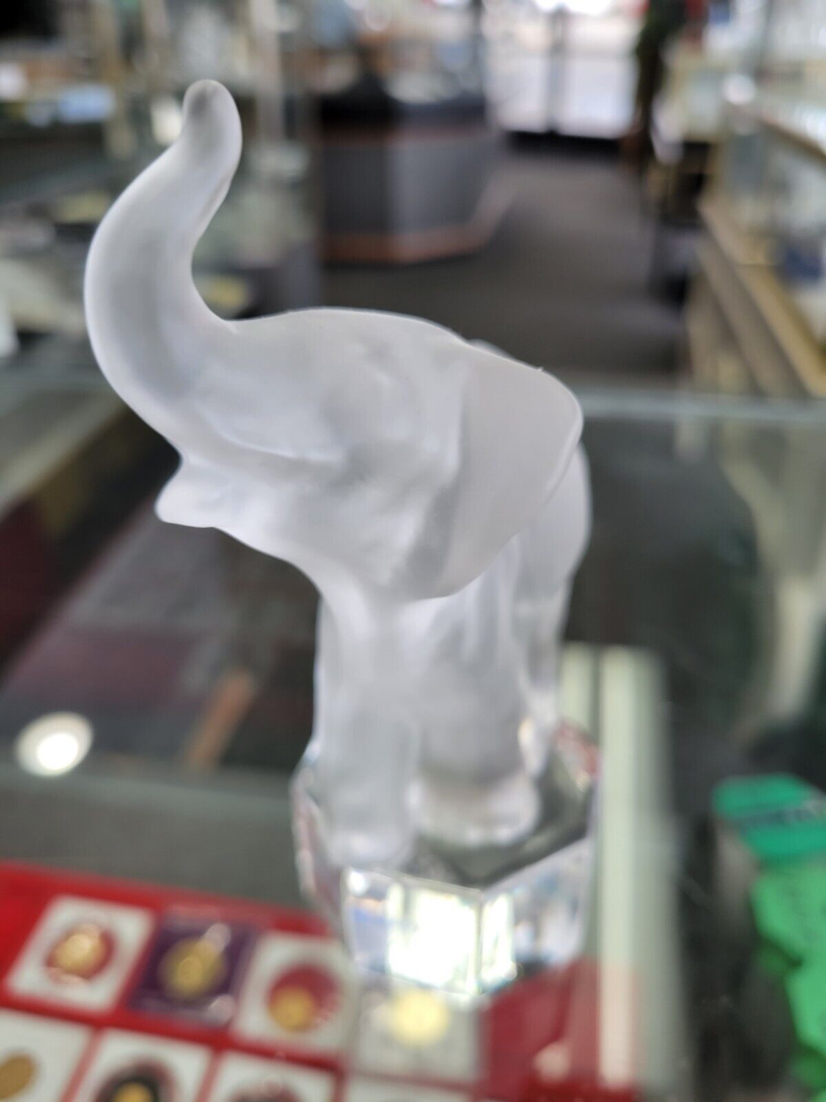 Elephant Frosted Crystal Clear Glass Figurine Paperweight Goebel Germany Vtg