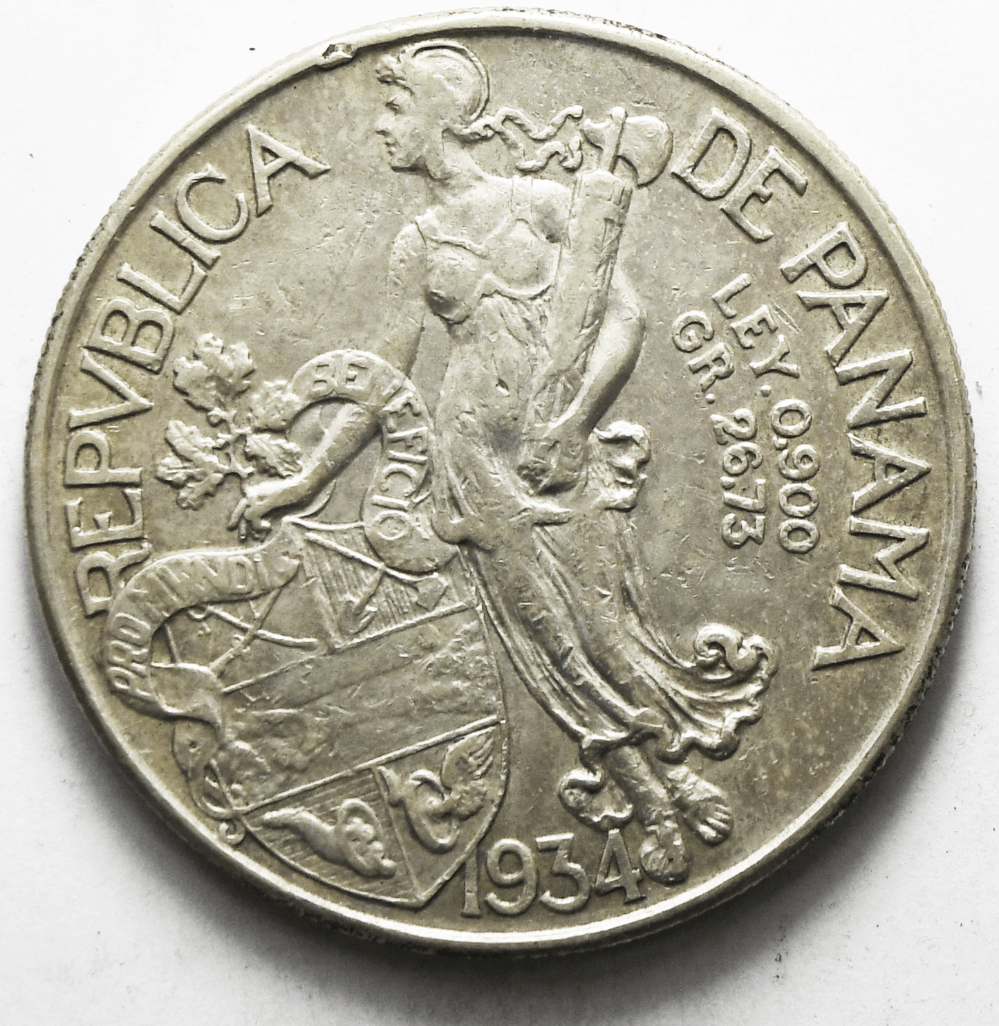 1934 Panama Balboa Silver Coin KM# 13