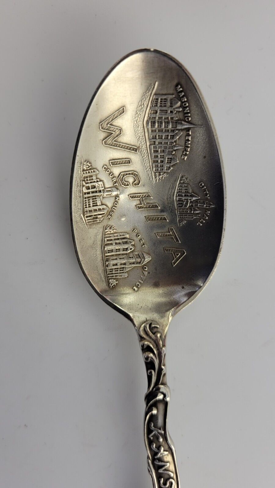 Wichita Kansas Sterling  Silver 5 5/8" Souvenir Spoon .72oz. City Hall