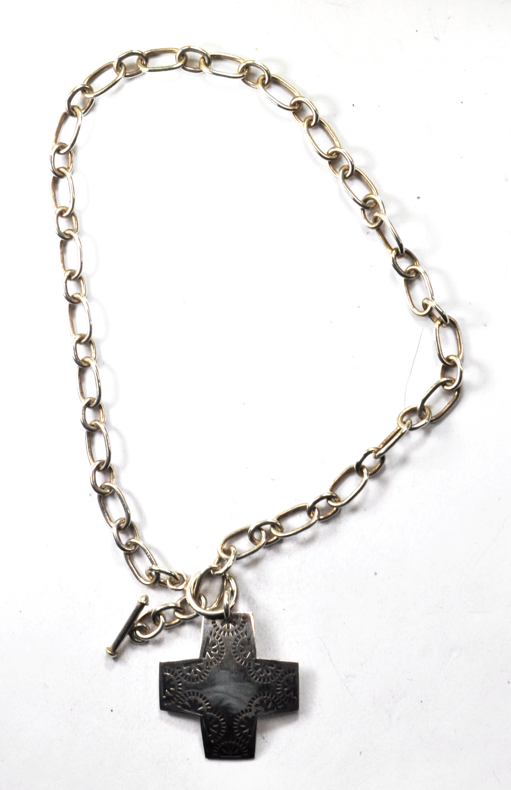 Sterling Silver Virtuosity 1.5" Cross N0557 Toggle 8mm 17" Necklace