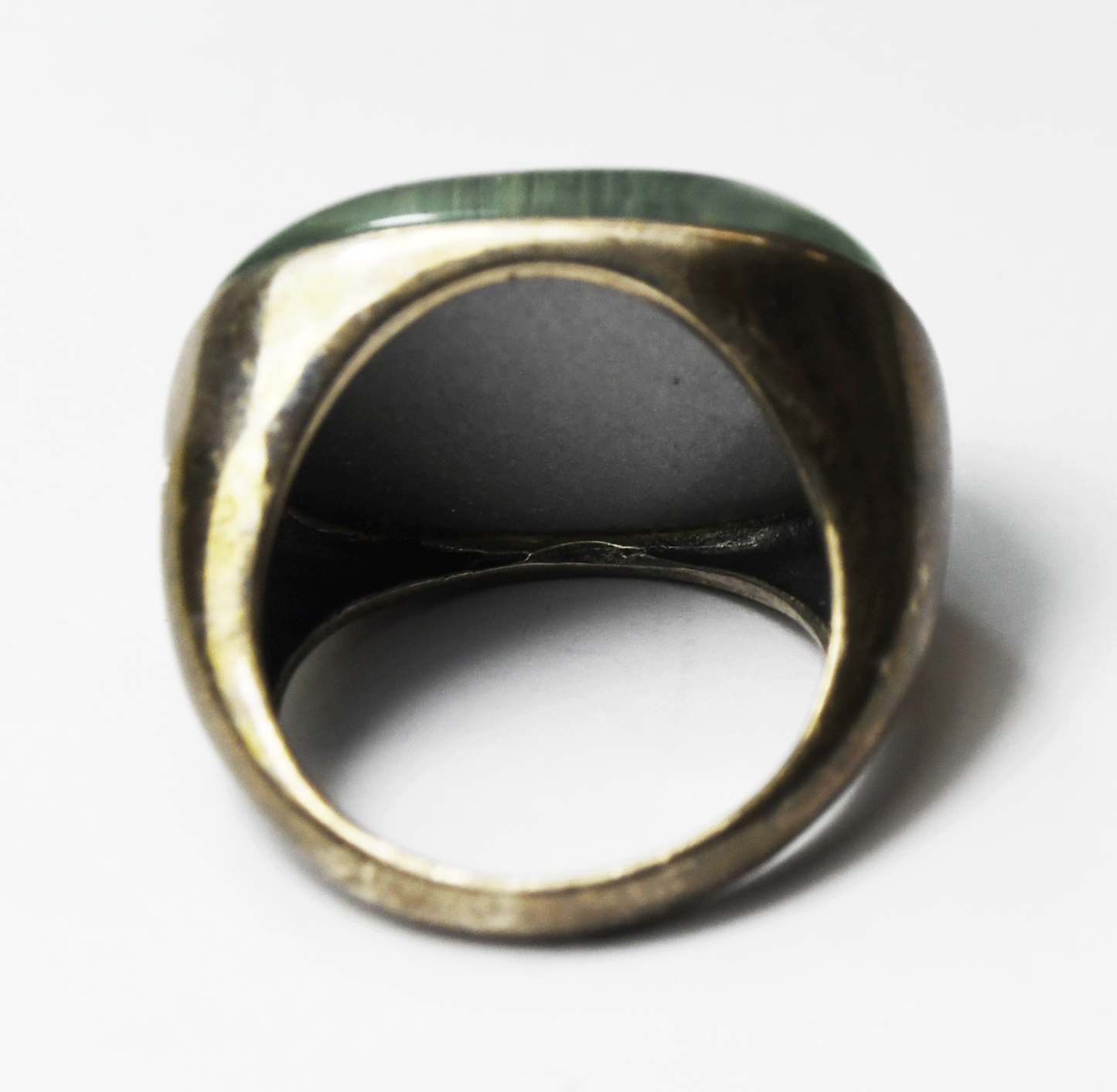 Sterling Silver Silpada Heirloom Paper Glass Green Oval Ring 18mm Size 7