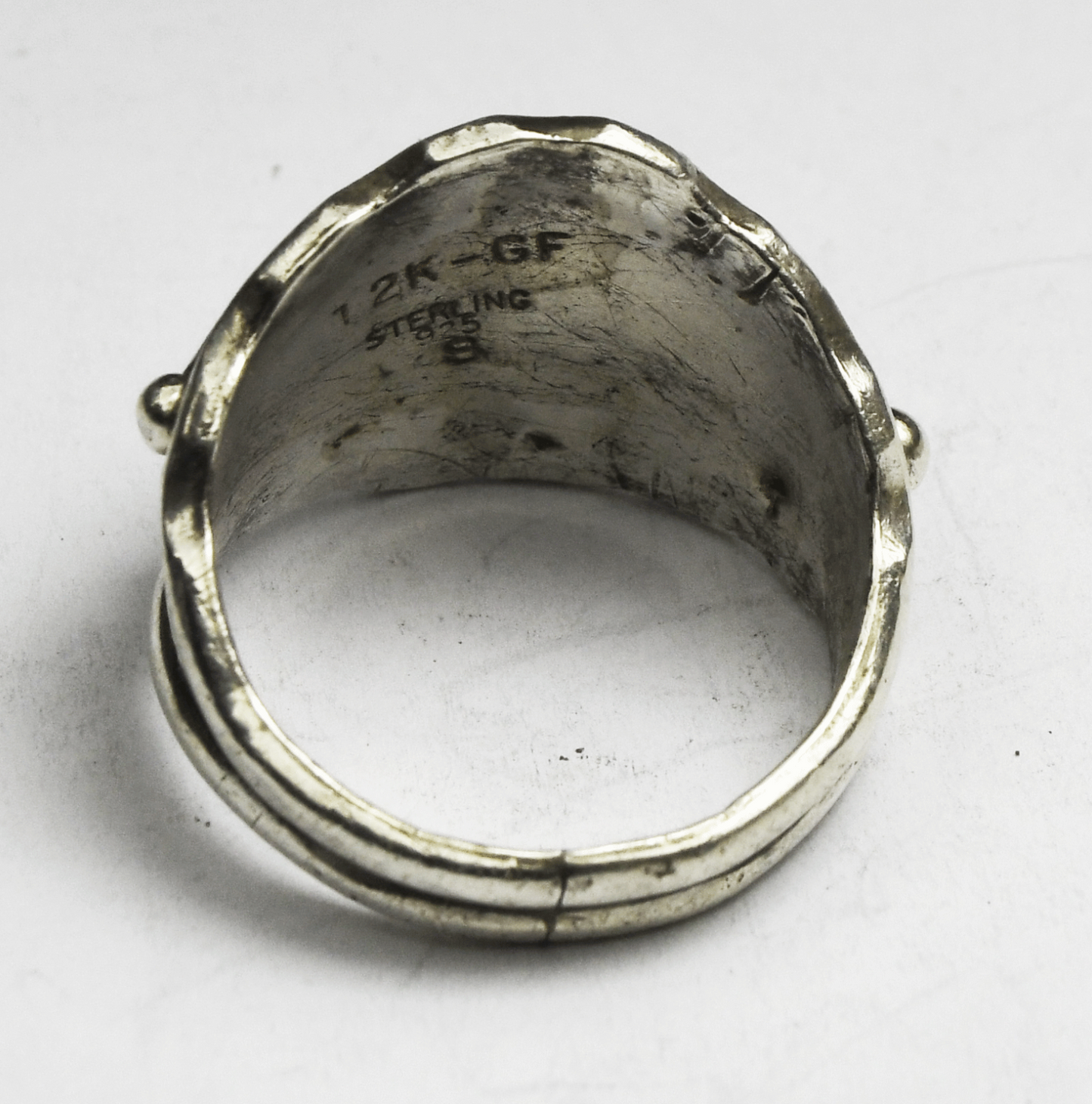 Signed S Gold Filled Sterling Eagle Ring 23mm Size 12-3/4