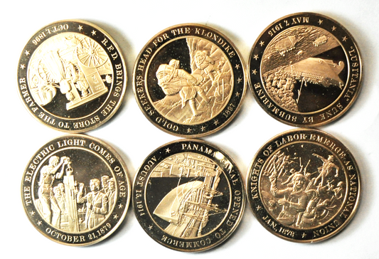 Franklin Mint Bronze Medals 44mm Panama Electric Light Klondike Lusitania Union