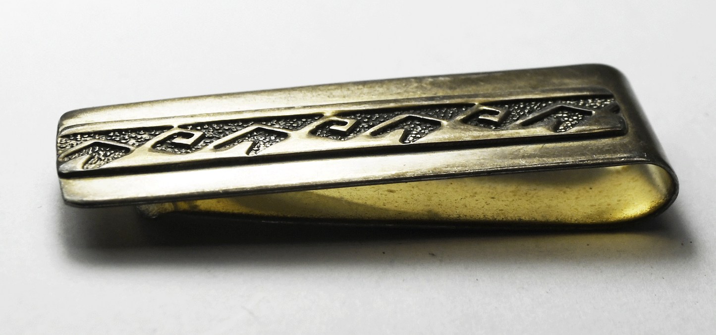 Vintage Sterling Silver Mexico Zigzag Abstract Money Clip 54mm x 18mm