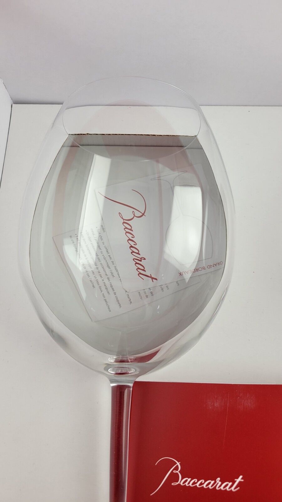 Baccarat Crystal 9 5/8" tall Grand Bordeaux Wine Glasses Set of 2 signed Boxed