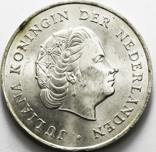 1964 Netherlands 2-1/2 Gulden Silver Coin KM# 7