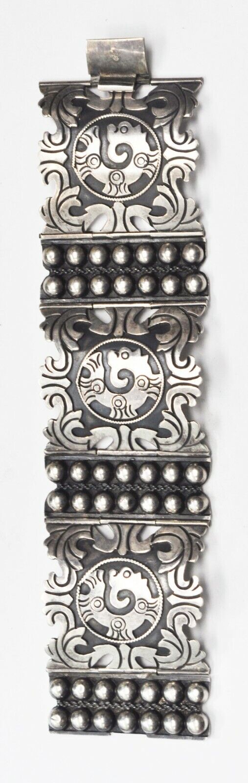 Sterling 1940's Iguala Guerrero Mexico 42mm  Link Bracelet 6.5" AVV Dragon