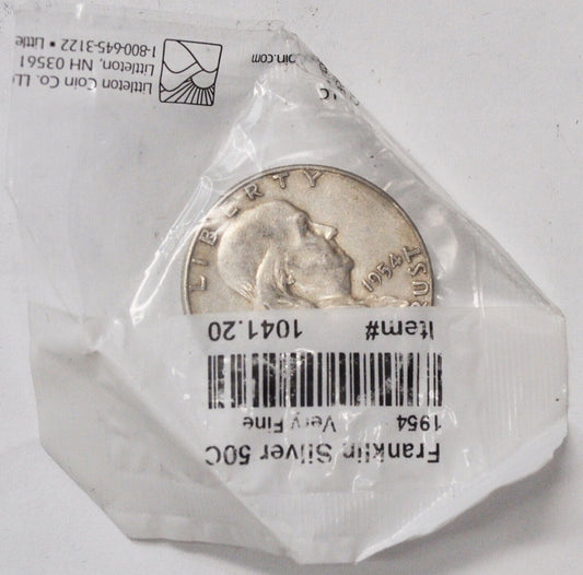 1954 50c Franklin Silver Half Dollar Fifty Cents Littleton Package Very Fine