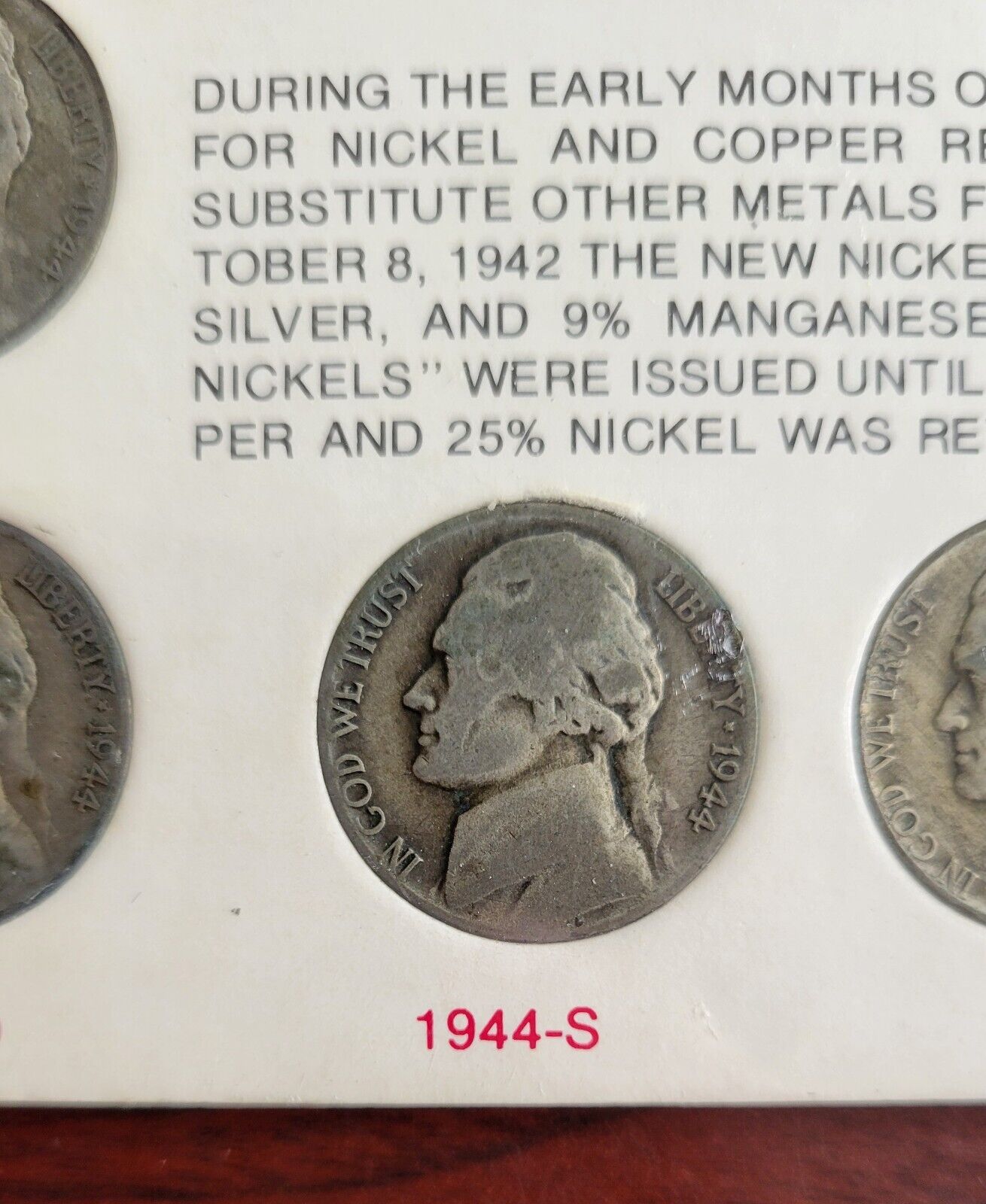 1942-1945 United States Wartime Silver Nickels 11 Coin Set Anco 1360 Holder