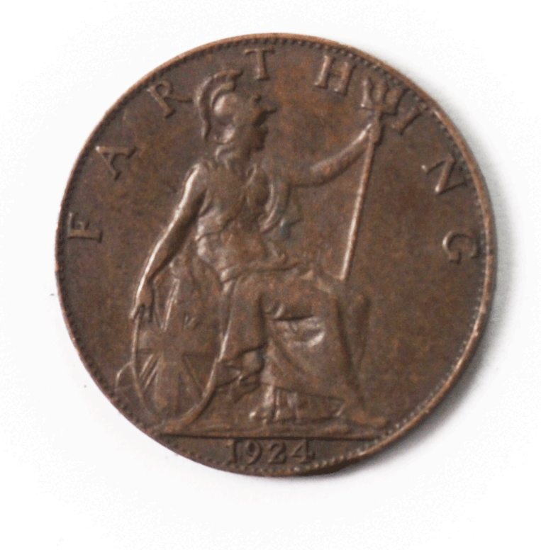 1924 1F Great Britain Farthing Bronze Coin