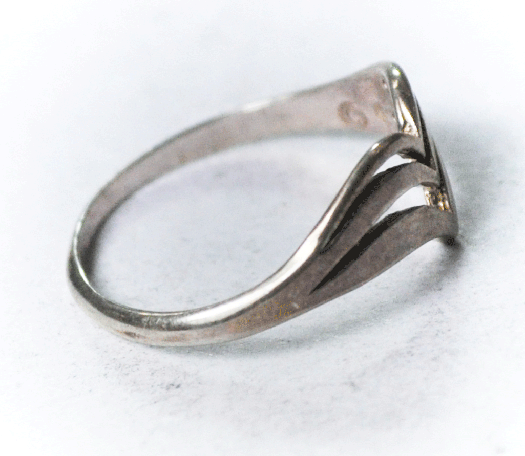 Sterling Silver Shubes Triple Wave Heart Split Band Ring Size 6