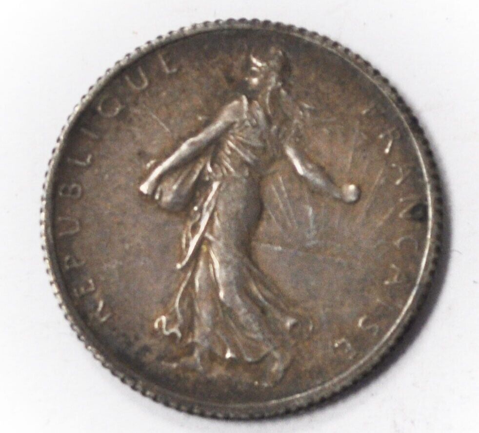 1918 France One Franc Silver Coin KM# 844.1