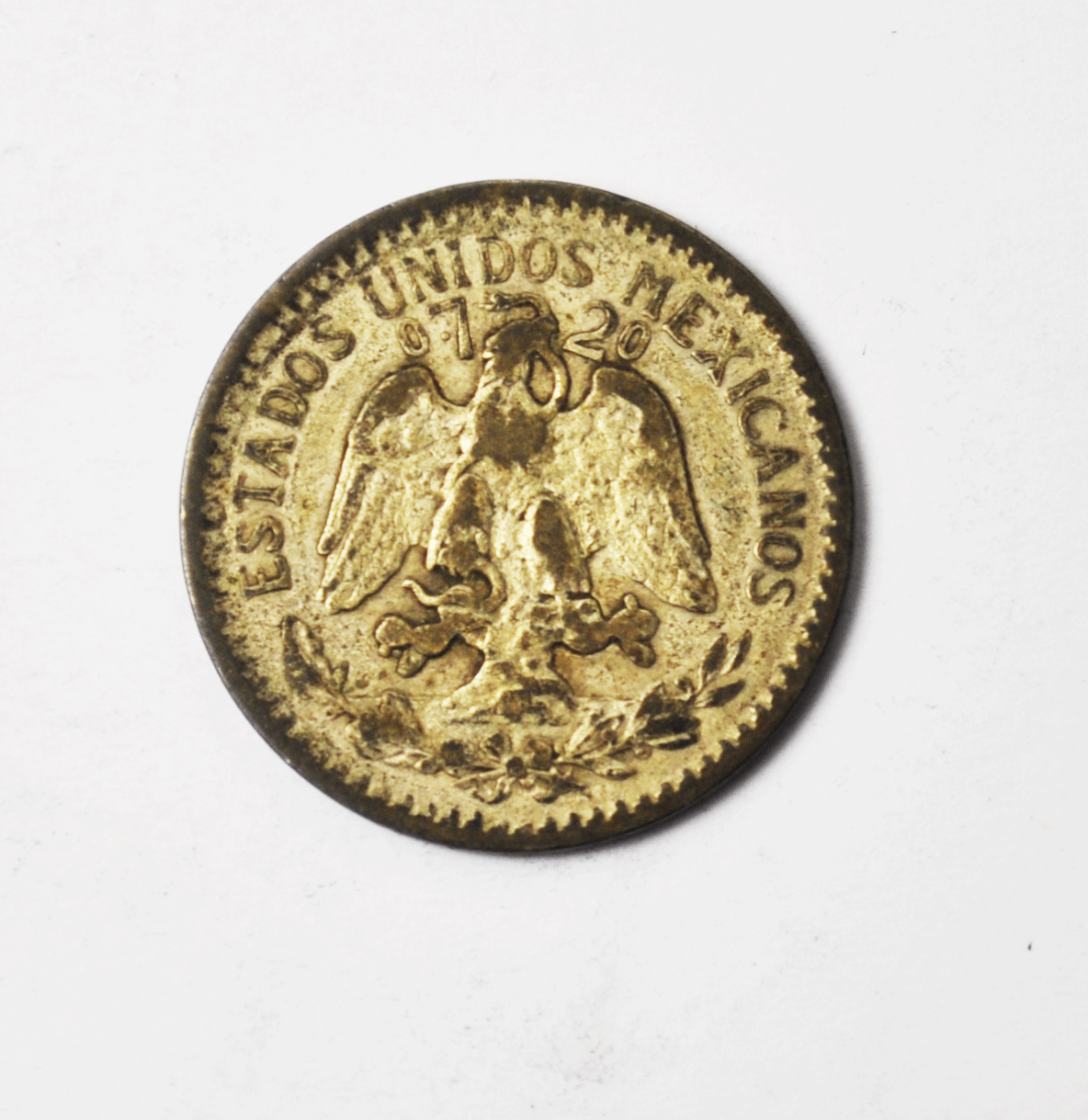 1919 Mexico Estados Unidos Mexicanos 20 Twenty Centavos Silver Coin KM# 436
