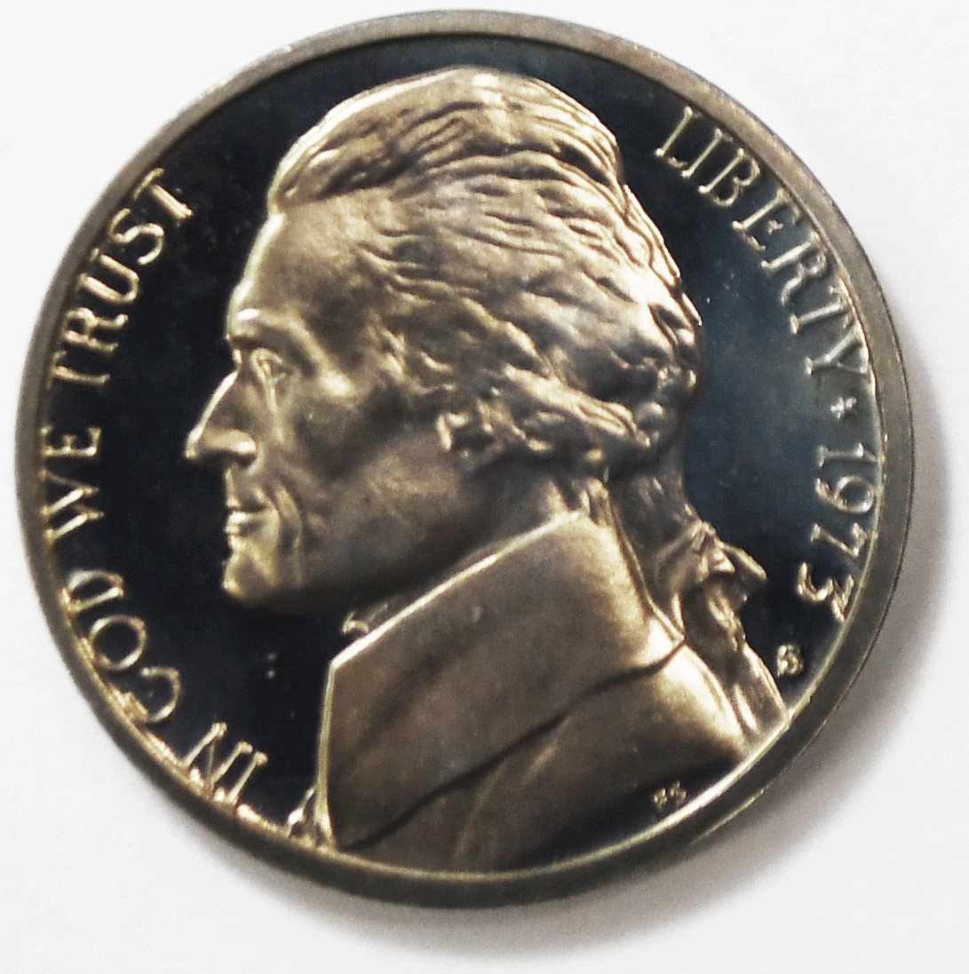 1973 S 5c Jefferson Proof Nickel Five Cents Uncirculated From Proof Set