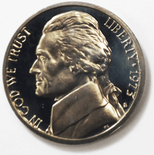 1973 S 5c Jefferson Proof Nickel Five Cents Uncirculated From Proof Set