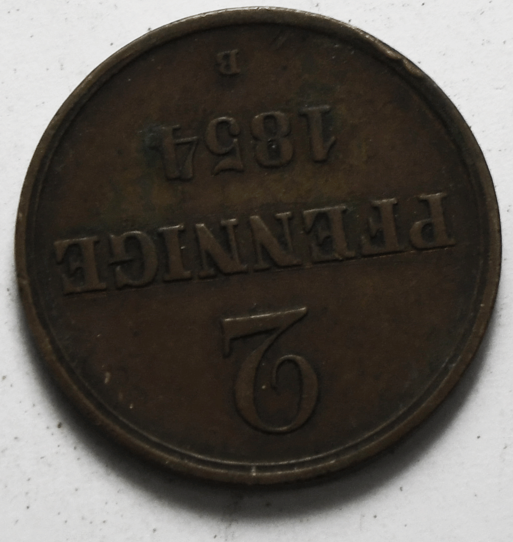 1854 B German States Hannover 2 Two Pfennig KM# 217