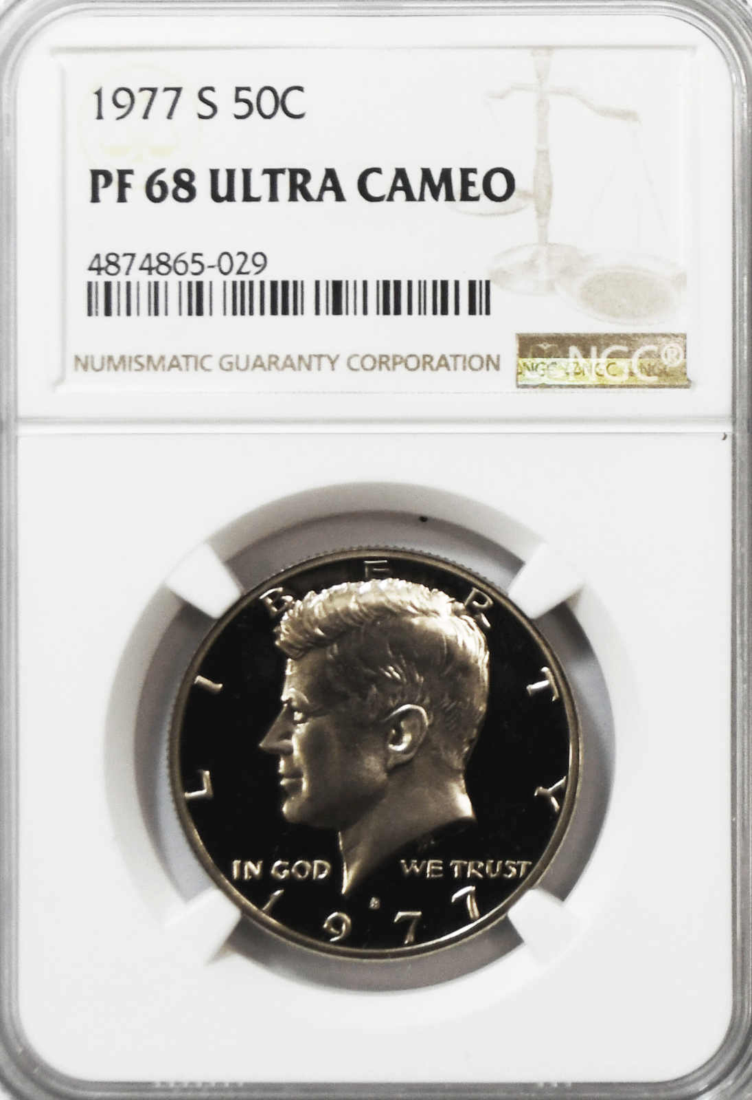1977 S 50c Kennedy Half Dollar NGC PF68 Ultra Cameo Proof San Francisco