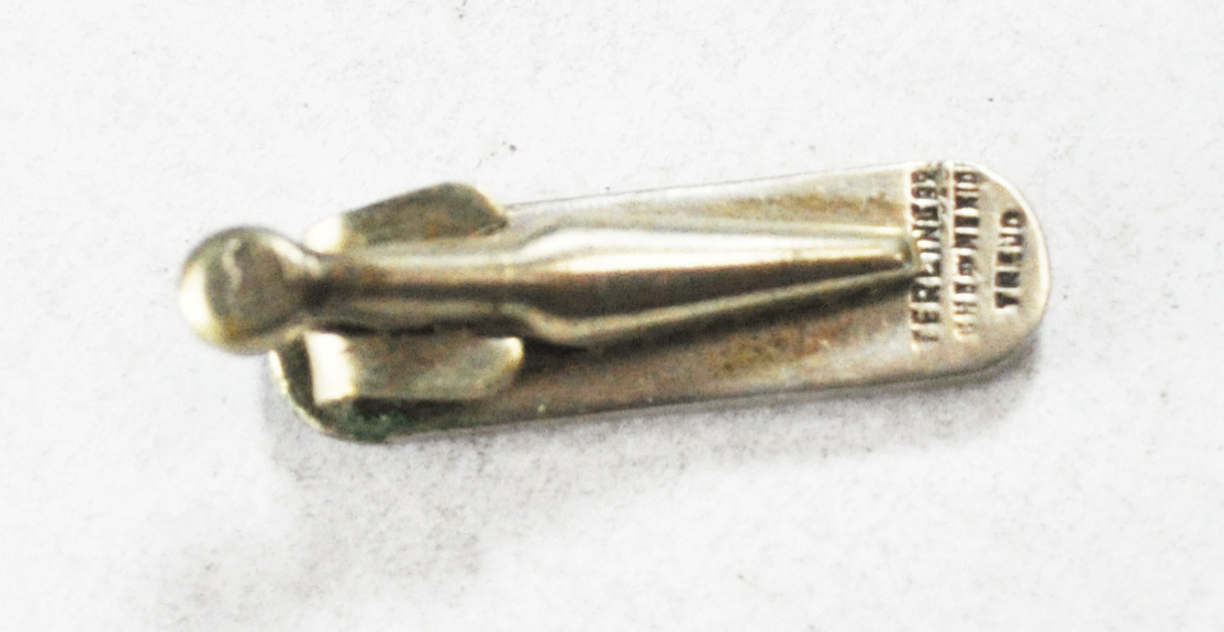 Sterling Silver Trejo Mexico Convex Tie Tack Clip 35mm x 9mm
