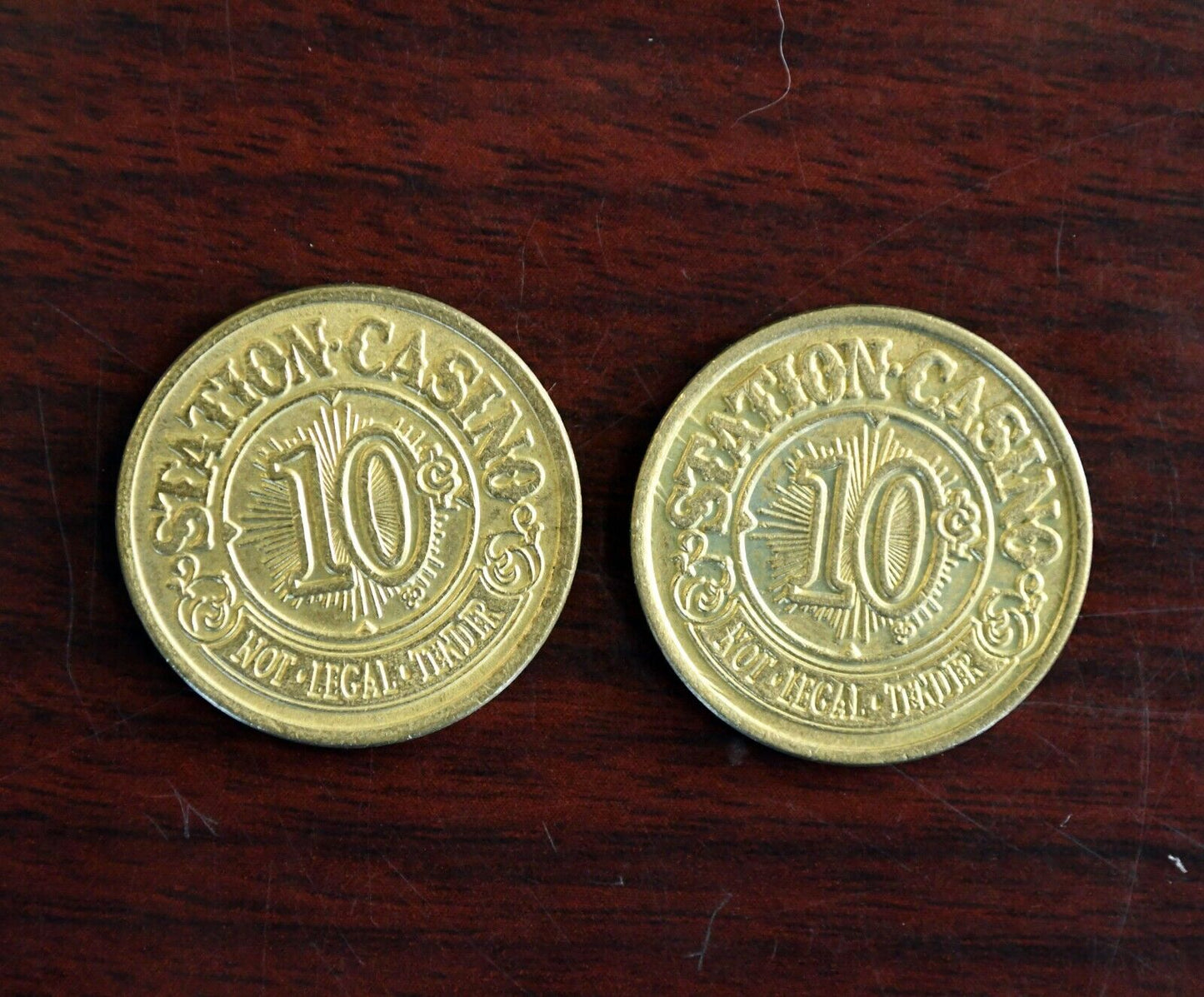 Set of 2 Station Casino 10 Cent Slot Gaming Tokens Kansas City Mo.