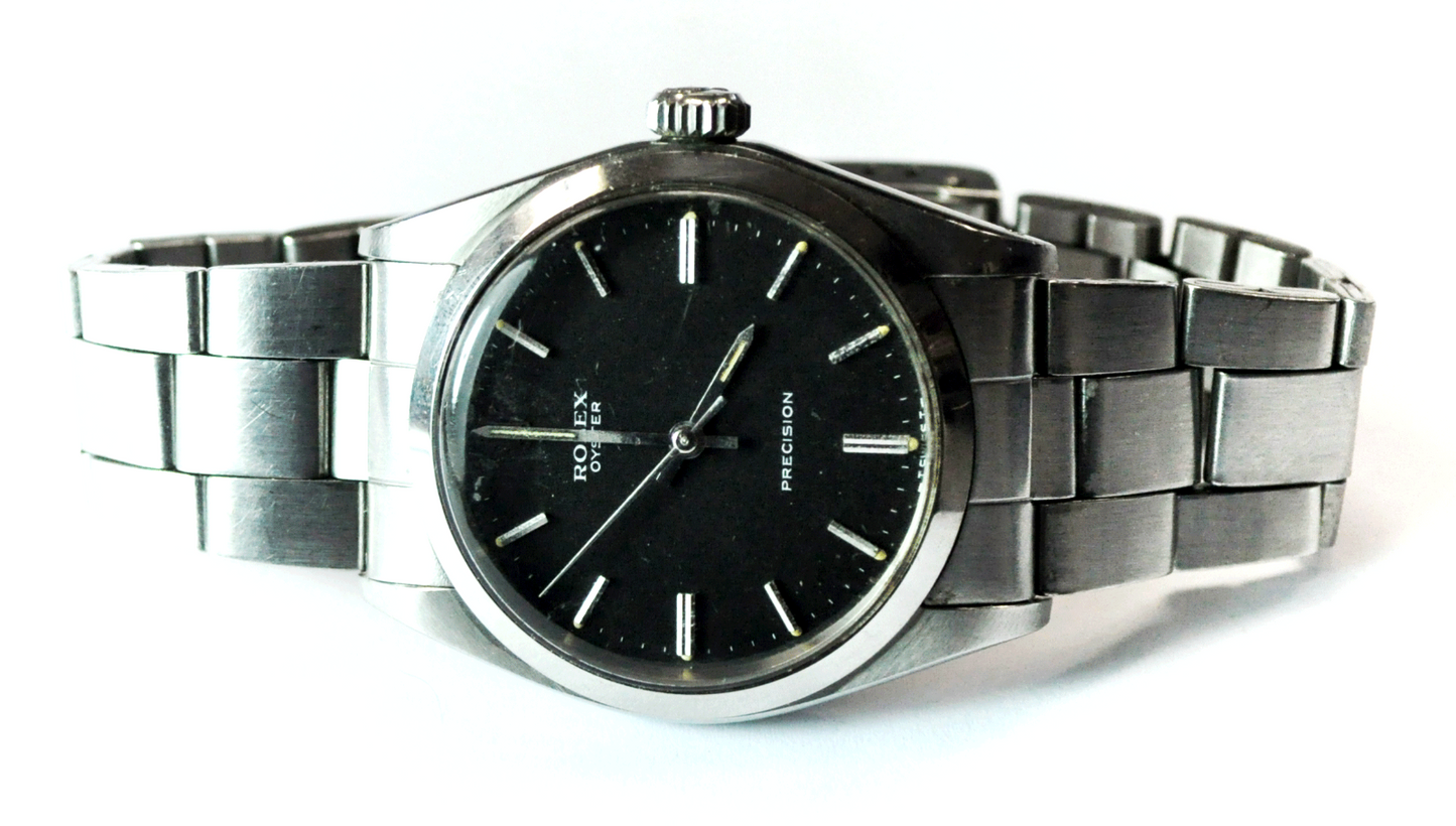 1971 Men's Rolex Oyster Precision Manual Wind Black Matte Dial 34mm Stainless