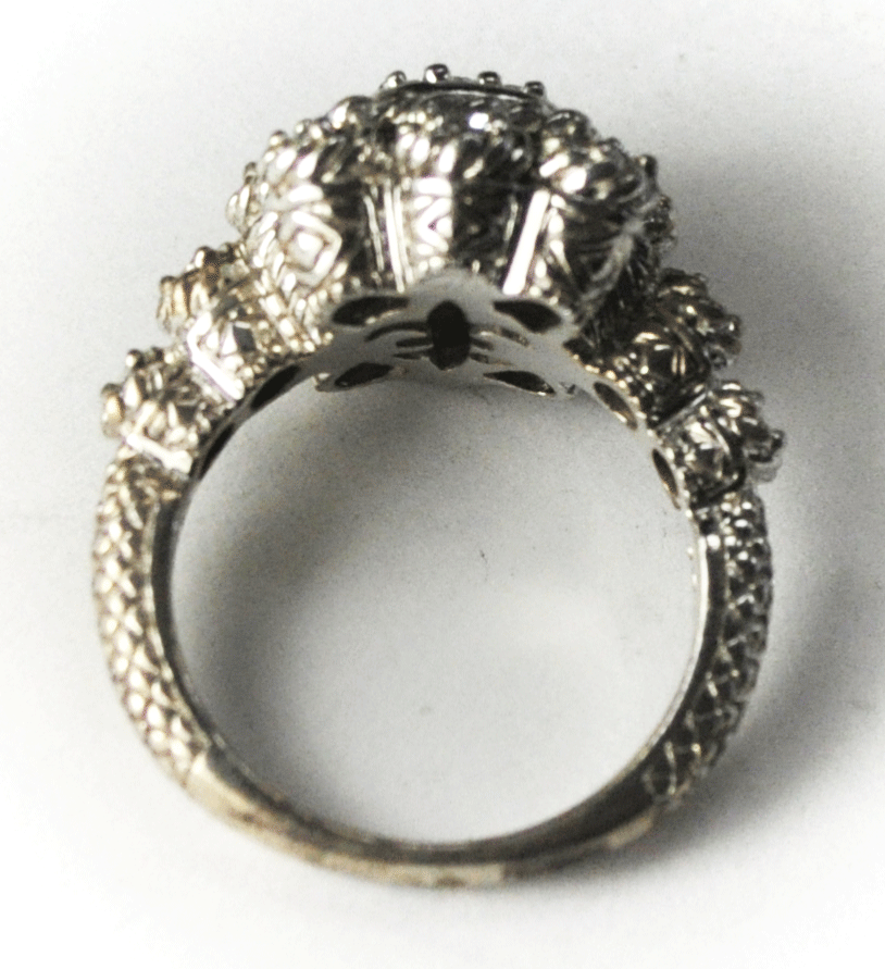 Sterling Silver Judith Ripka CZ Cluster & Halo Ring 15mm Size 8