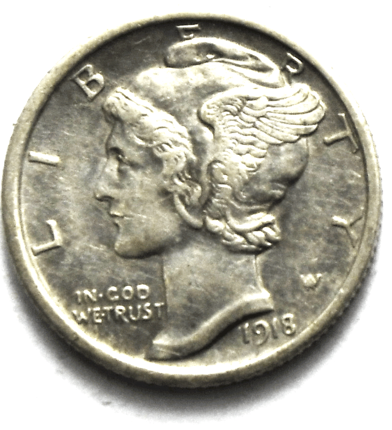 1918 10c Mercury Silver Dime Rare Ten Cents Philadelphia