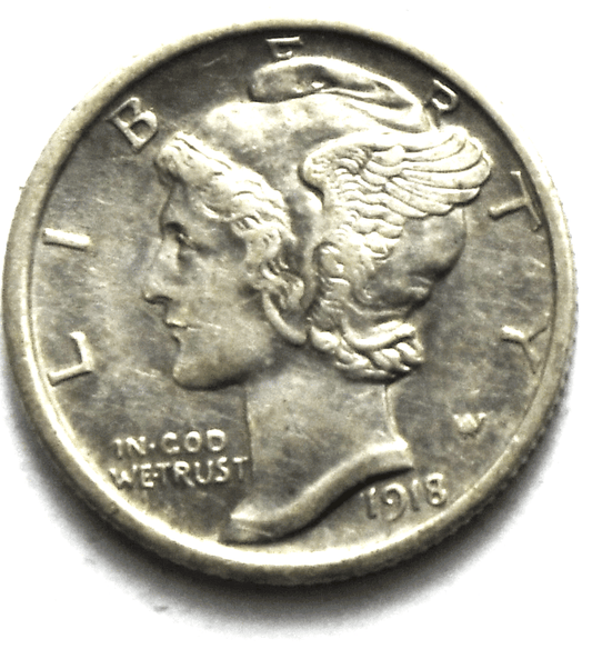 1918 10c Mercury Silver Dime Rare Ten Cents Philadelphia