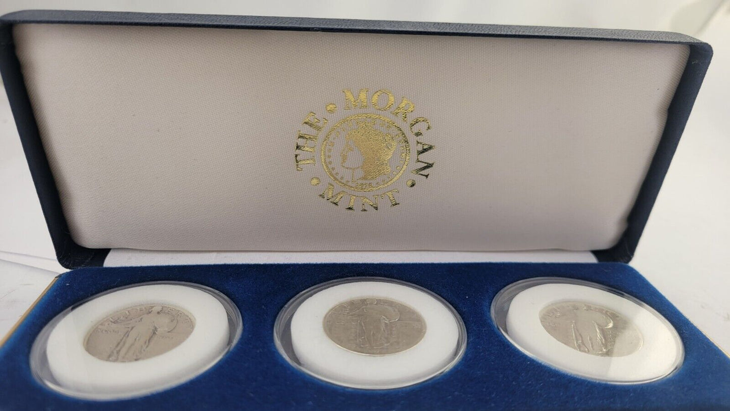 1930, 1928 D, 1929 S Standing Liberty Quarters 3 Coin Set From The Morgan Mint