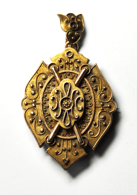 Antique Ornate Yellow Gold Pendant Victorian Style Brooch Pin Locket 52mm x 32mm