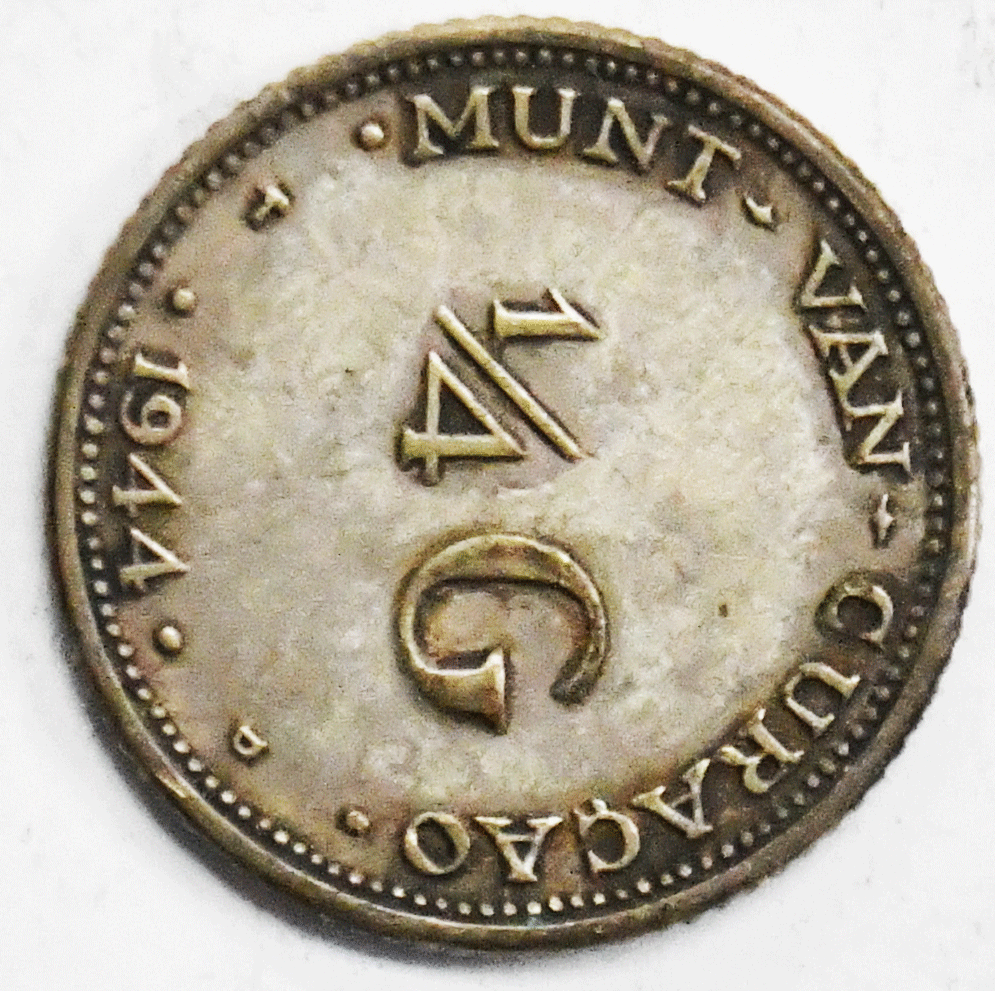 1944 D Curacao 1/4 Quarter Gulden KM# 44 Silver Coin