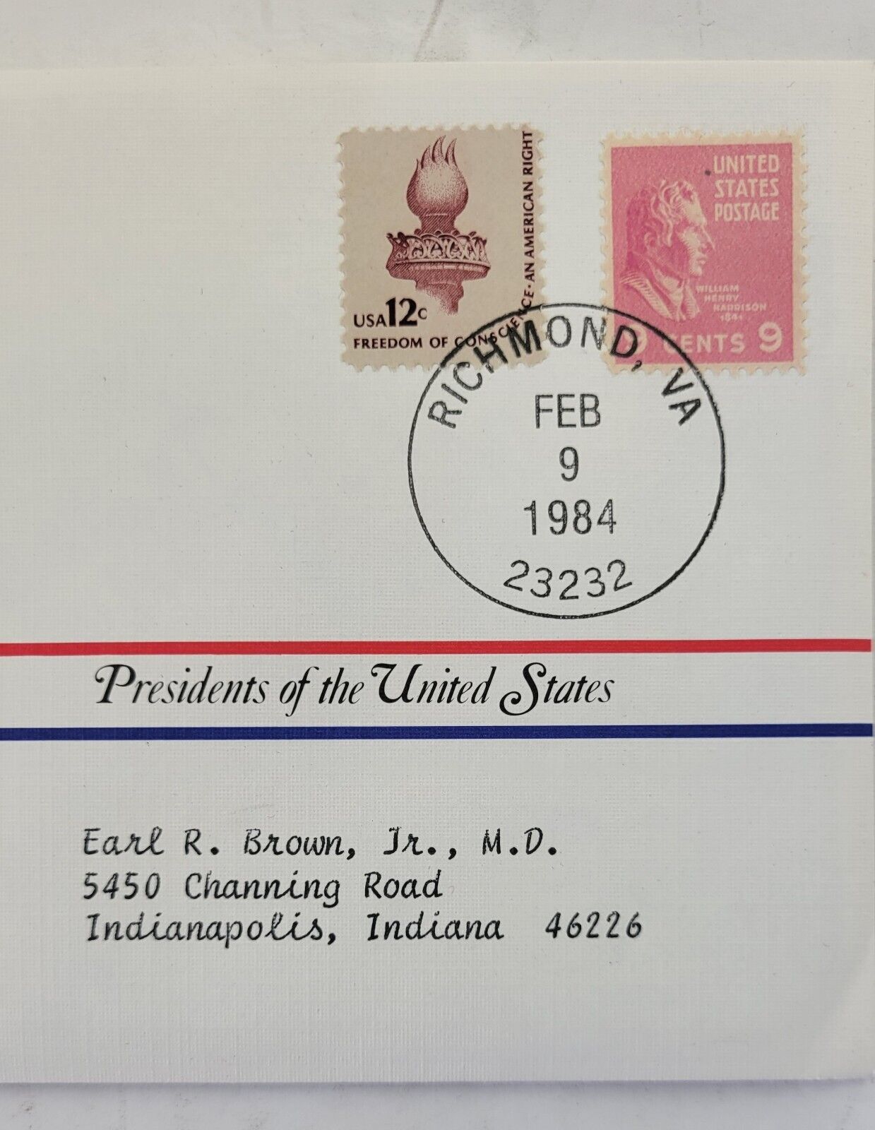 W H Harrison Presidential Covers Medal Postal Commemorative Society Gold Plated