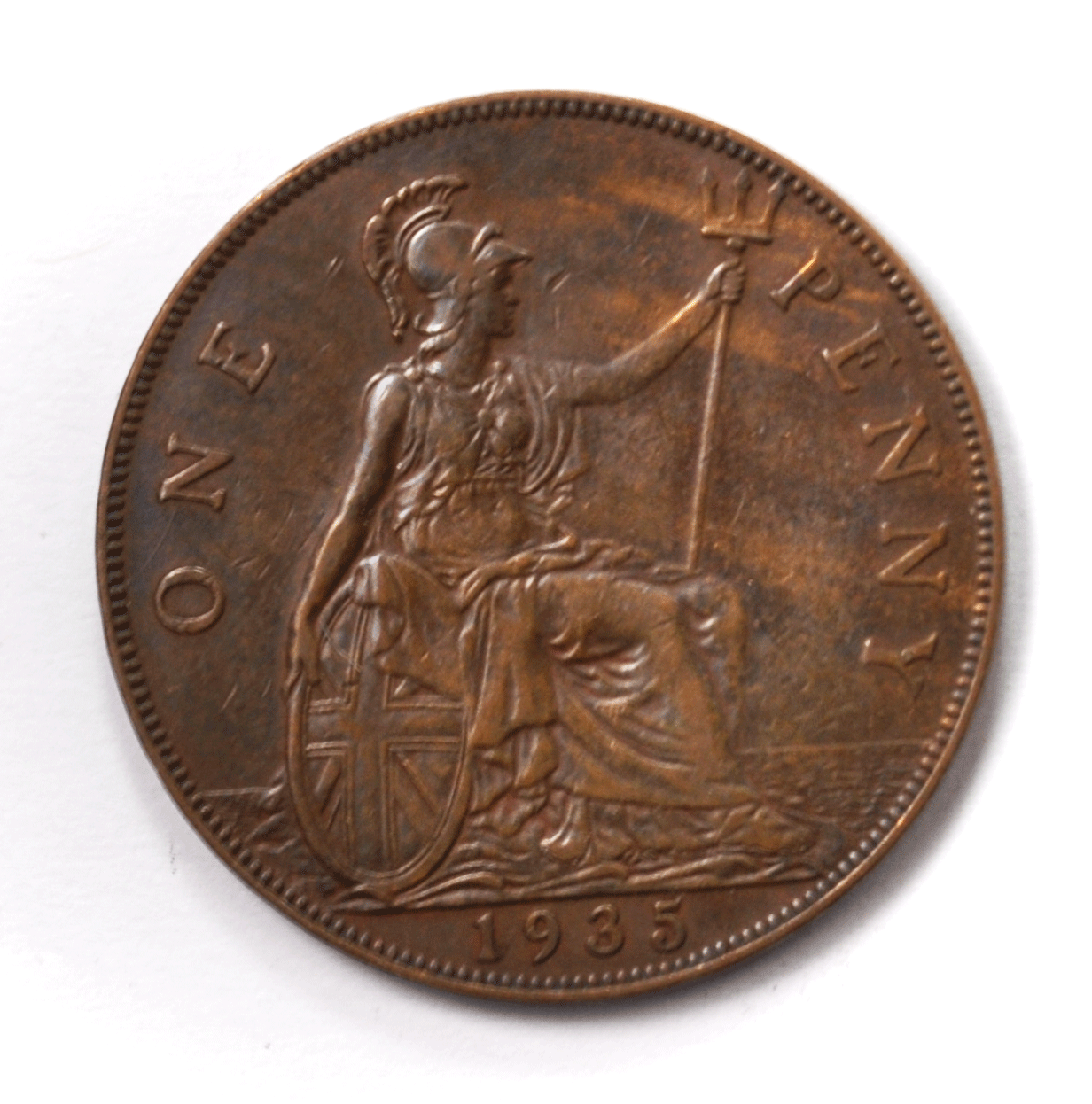 1935 Great Britain Penny Bronze Coin KM# 838