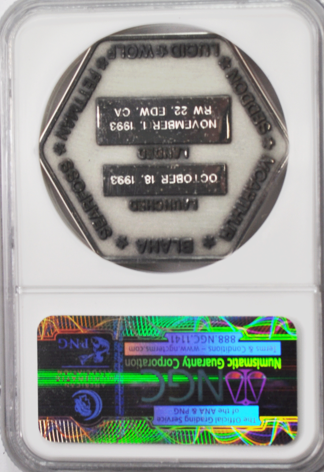 1993 STS-58 Robbins Silver Space Medal Unflown #156 NGC MS63 Columbia