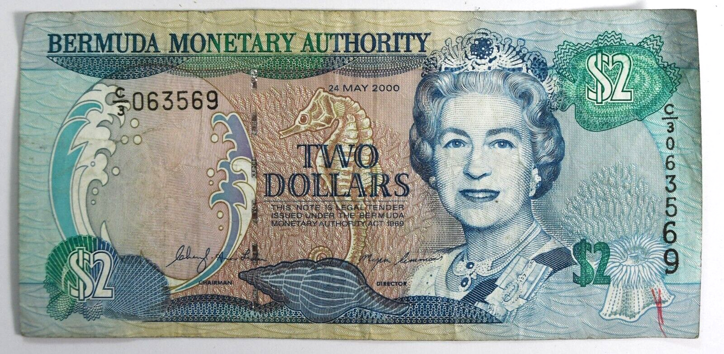 2000 Bermuda $2 Banknote Elizabeth C/3 063569