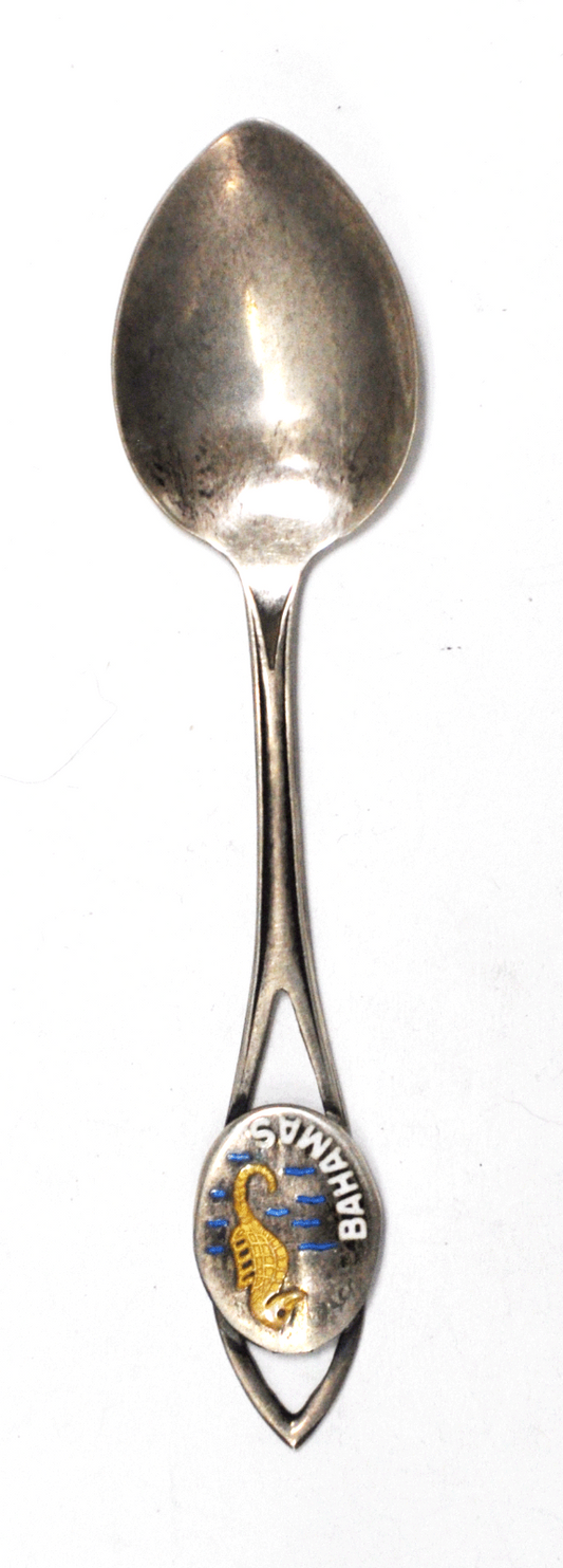 Sterling Silver BM Co Bahamas Seahorse Souvenir Spoon 4"