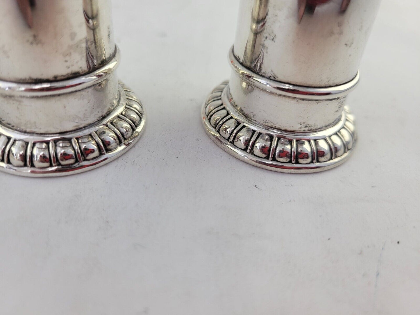 Antique Lunt Sterling Silver 4" Salt and Pepper Shakers 2.9oz