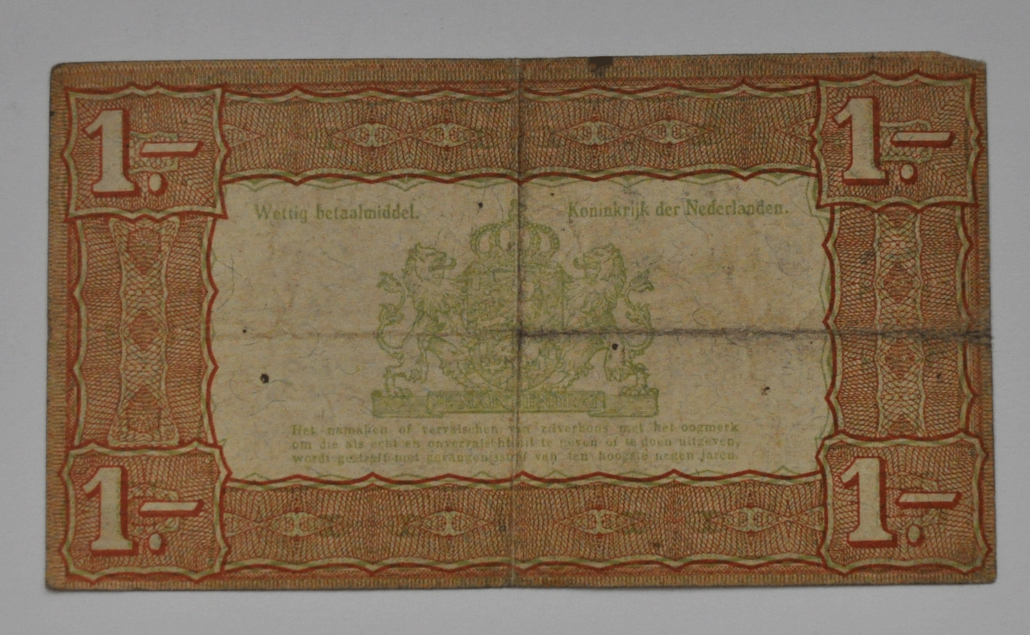 1938 Netherland Gulden Silver Note 044315