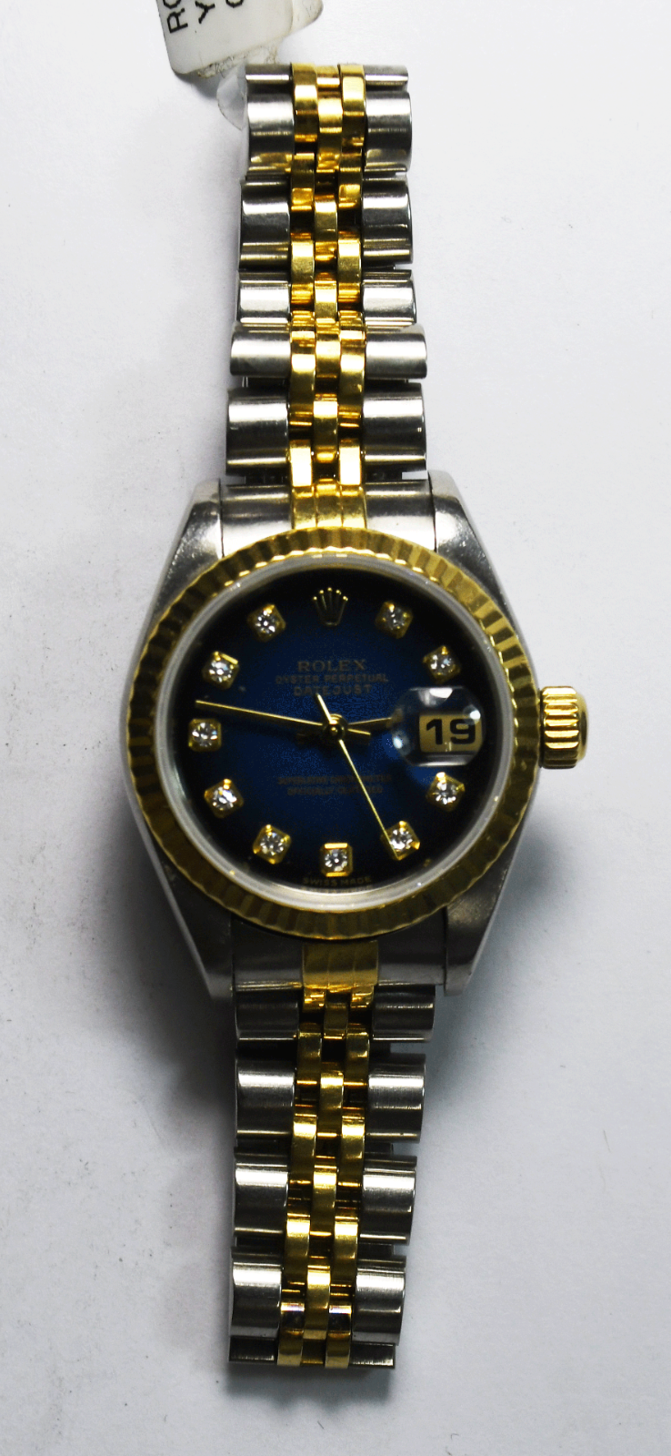 2002 Women's Rolex 79173 Datejust Blue Vignette Factory Diamond Dial 26mm