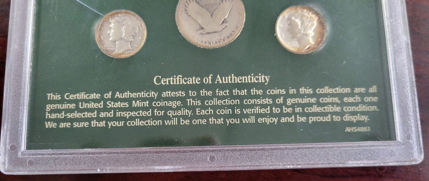 Liberty Coin Collection Mercury Dimes & Standing Liberty Quarter Encapsulated