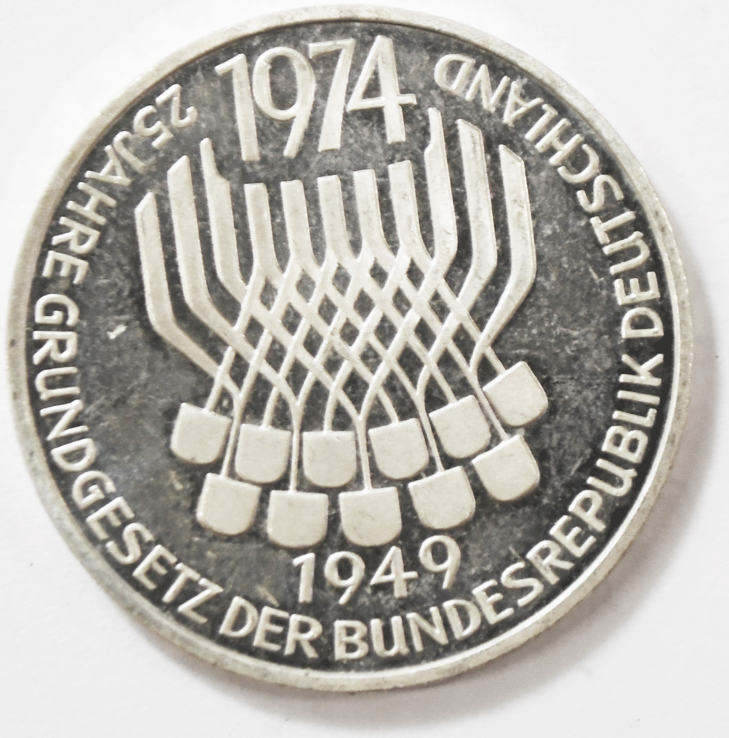 1974 F Germany Federal Republic 5 Mark Silver Proof Coin KM#138