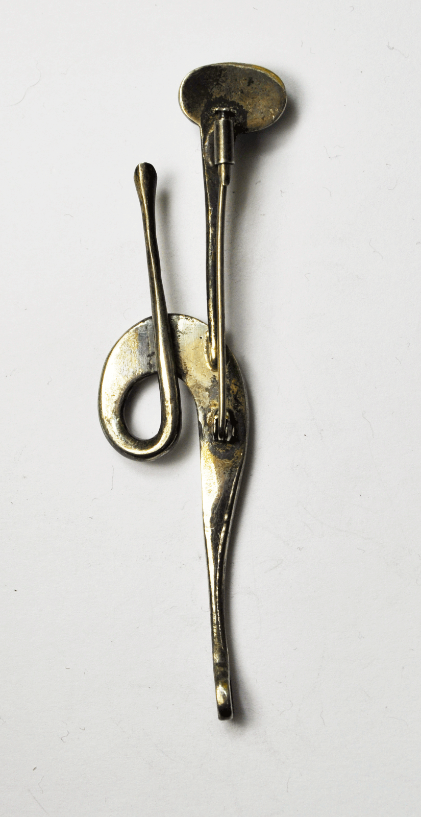 Sterling Silver Amazonite Blue Oval Long Vintage Brooch Pin Abstract 3-5/8"