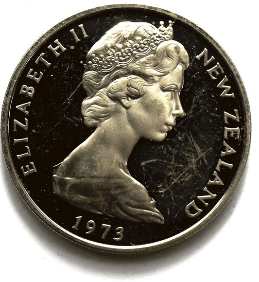 1973 New Zealand Proof 20 Twenty Cents KM# 38.1 Only 8,000 Minted