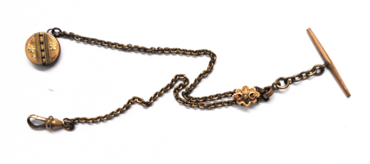 Vintage RFS Co Gold Filled Pocket Watch 9.5" 2mm Chain 10mm Slide 14mm Fob