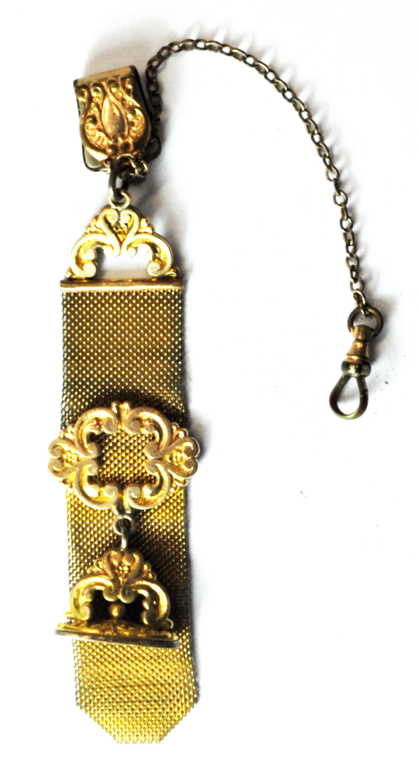 Gold Filled Victorian Pocket Watch 2.5mm Chain Fob Clip 28mm Wide 8-3/4"