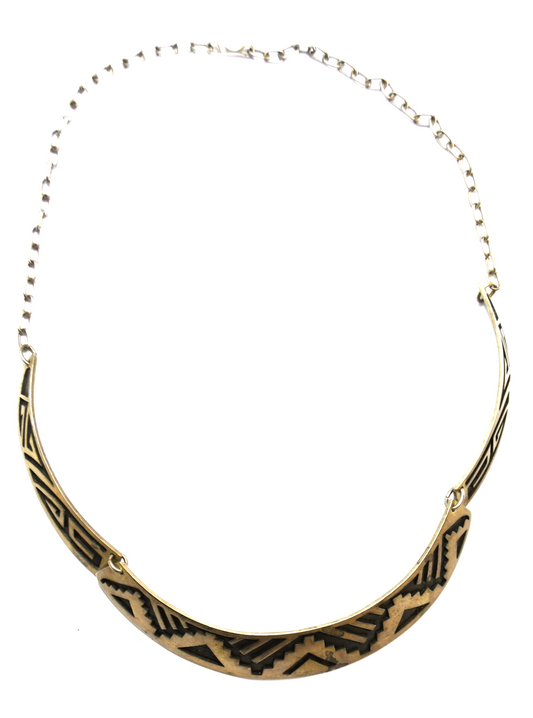 Sterling Silver Kachina Signed 19mm 3 Part Stripe Necklace 18"