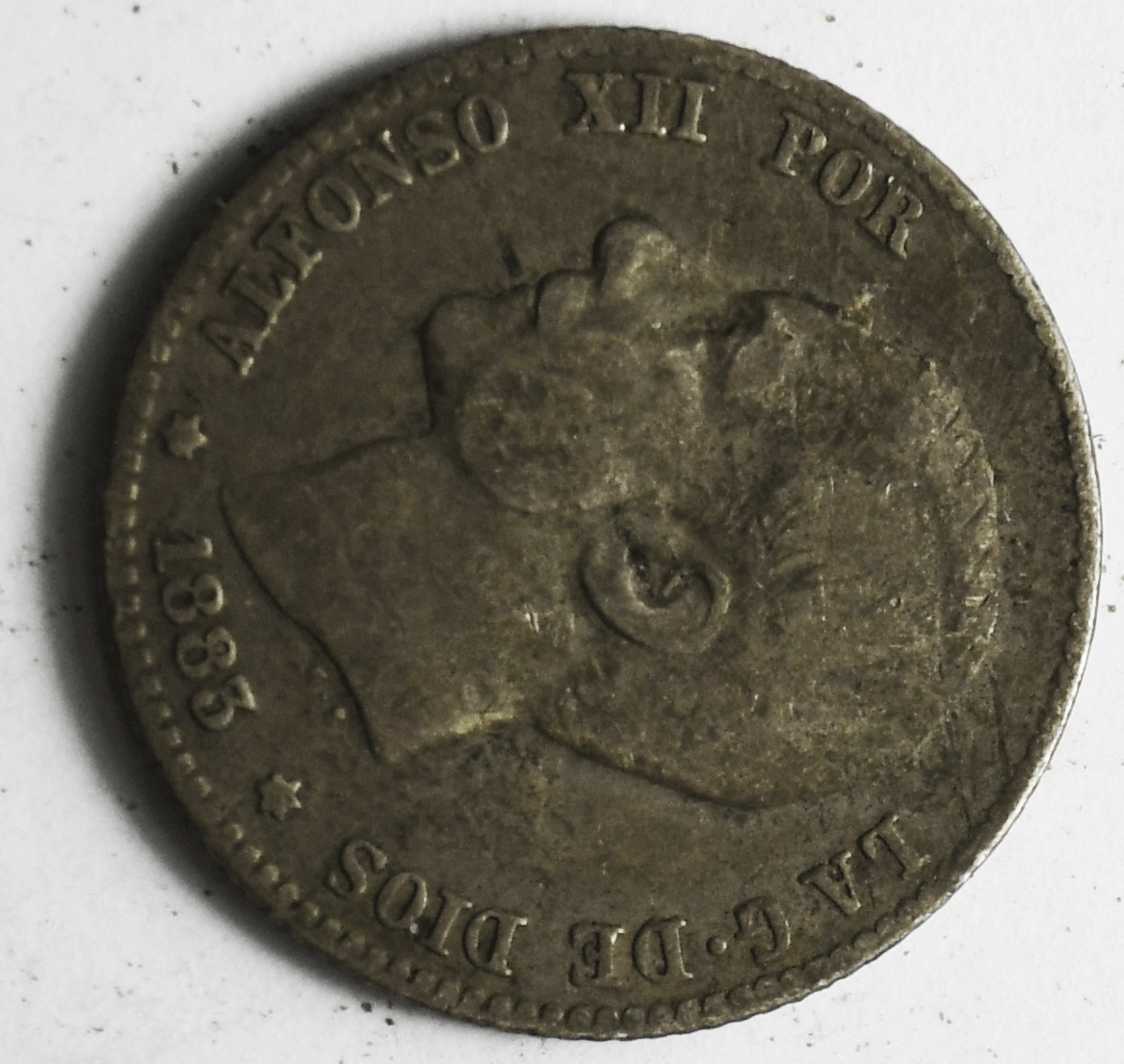 1883 (83) MS-M Spain One Peseta Silver Coin KM# 686