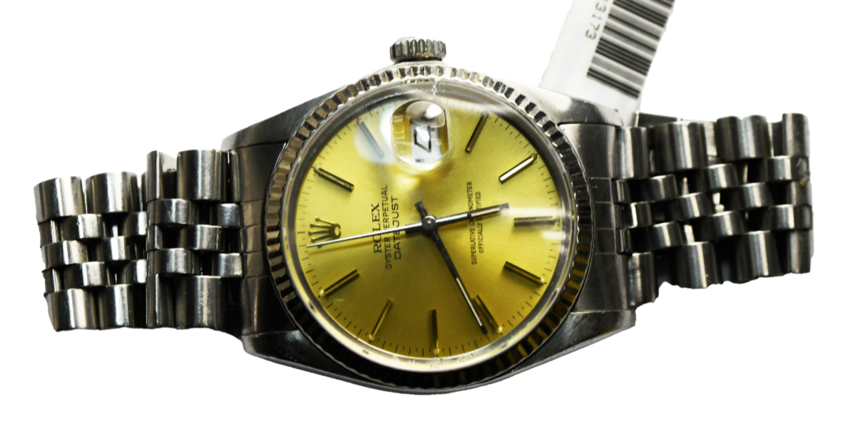 1985 Men's Rolex 16014 Datejust Gold Stick Dial 36mm Stainless Jubilee