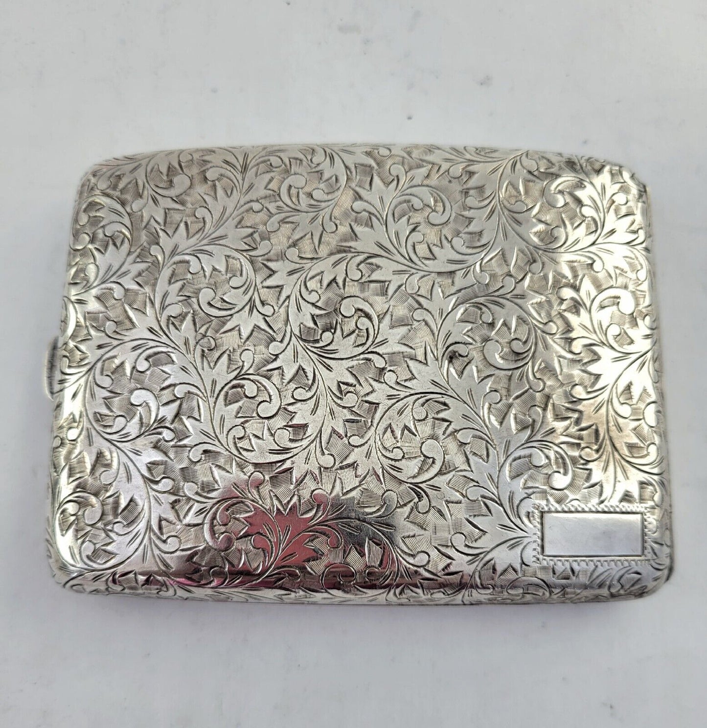 Vintage Etched Design .950 Fine Silver 4"x3"Cigarette Case 3.7oz