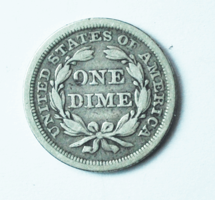 1857 10c Seated Liberty Silver Dime Ten Cents Philadelphia