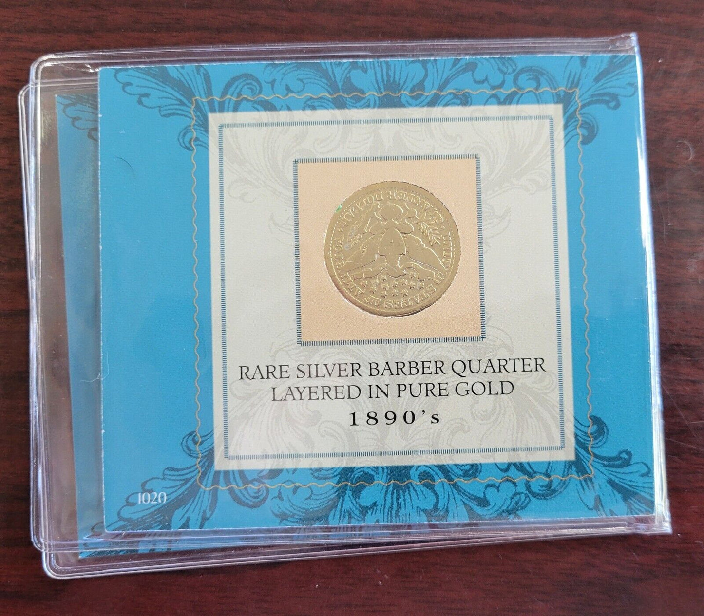 1890s Silver 1899 Barber Quarter Layered In Pure Gold w/COA